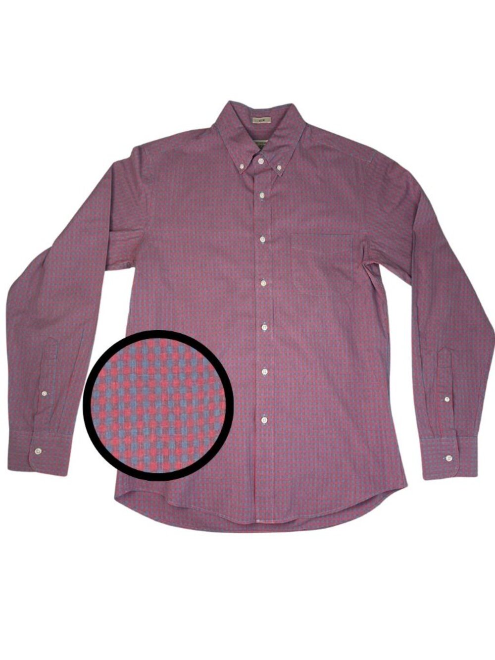 J.Crew Secret Wash Stretch Slim Coral Pink Blue Gingham Shirt S